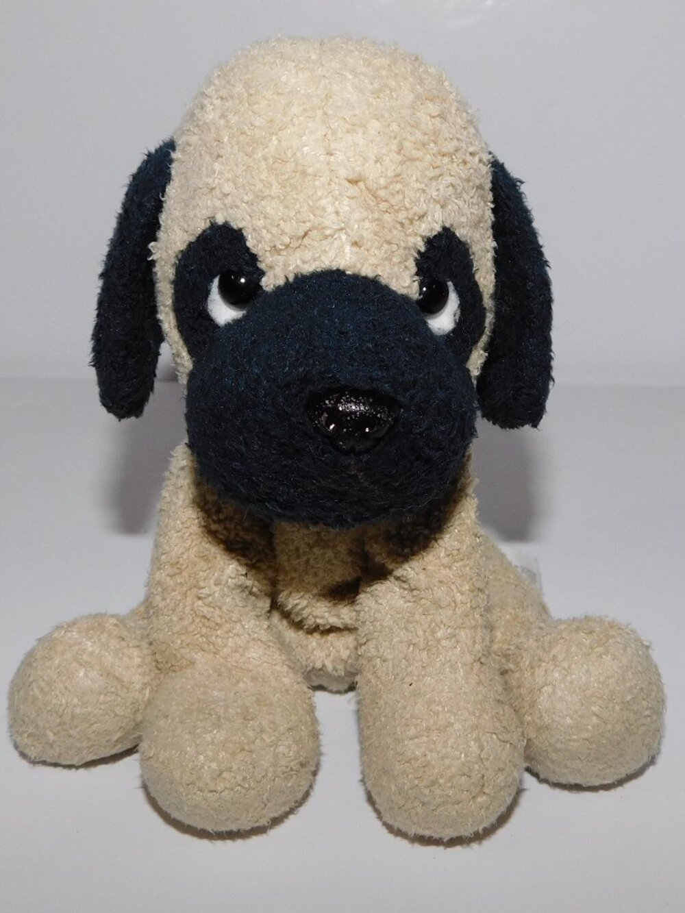 Russ Berrie Luv Pets Tan Black Pug Max Sad Eyes Bean Bag Plush 5" stuffed